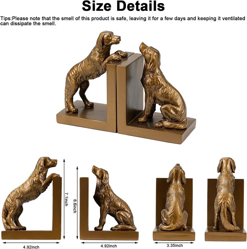 LADDERU Dog Bookends, Book Ends for Shelves to Hold Books Heavy Duty, Creative Resin Book Holders for Kitchen Desk Home Office - Image 5